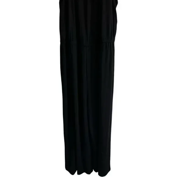 Soft Surroundings Ruffle Boat Neck Black Jumpsuit Size Petite Large Closet Stapl